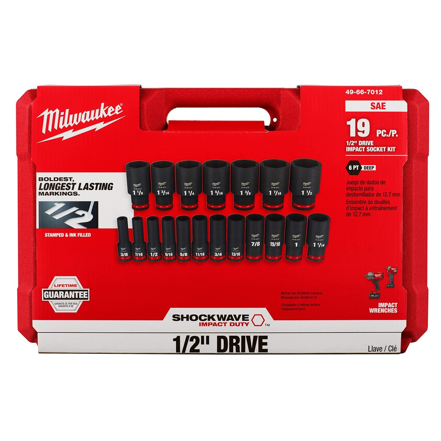 miyu＊② Milwaukee Electric - 19PC IMP Duty 1/2DR SAE DP 6-PT Socket